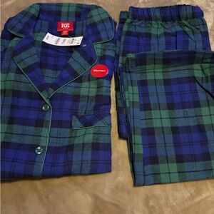 Family Pajamas Women's Blue and Green Plaid Pajama Set